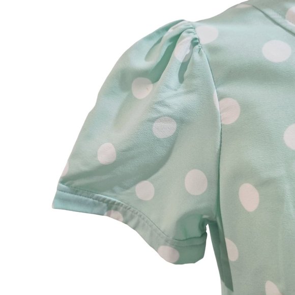 Hell Bunny "Madden" Polka Dot Dress in Mint Green and White, Size S - Picture 9 of 12